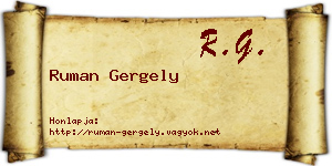 Ruman Gergely névjegykártya